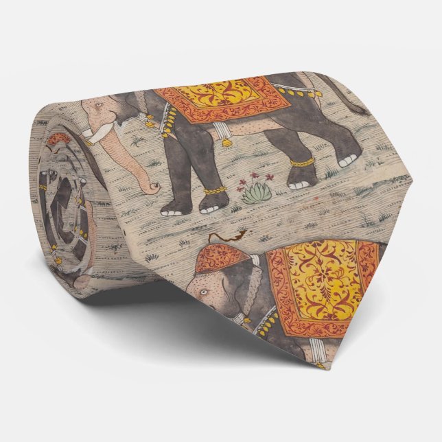 Vintage Elefantenmalerei (17. Jahrhundert) Krawatte (Gerollt)