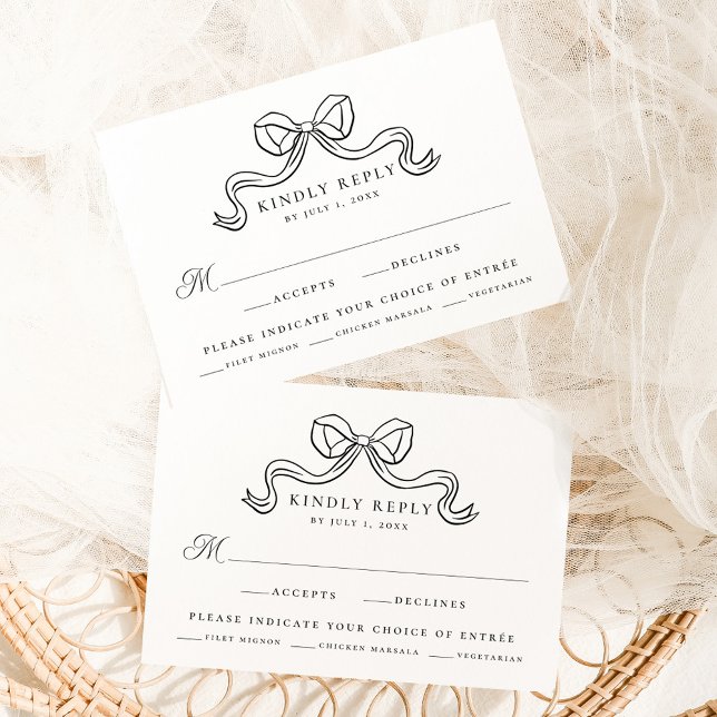 Vintage Elegance Black Bow Wedding UAWG Begleitkarte (Von Creator hochgeladen)