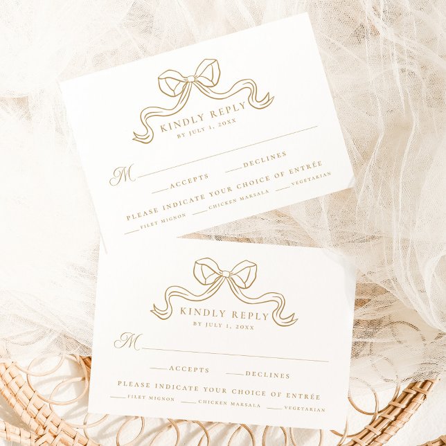 Vintage Elegance Gold Bow Hochzeit UAWG Begleitkarte (Von Creator hochgeladen)