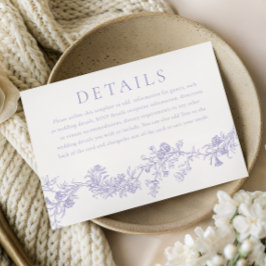 Vintage Elegance: Lilac Floral Wedding Details Begleitkarte