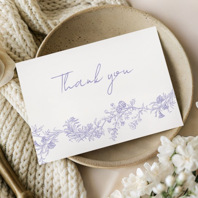 Vintage Elegance: Lilac Wedding Thank You Card Dankeskarte (Von Creator hochgeladen)