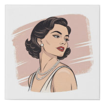 Vintage Elegance Pin-Up  Faux Wrapped Canvas Print