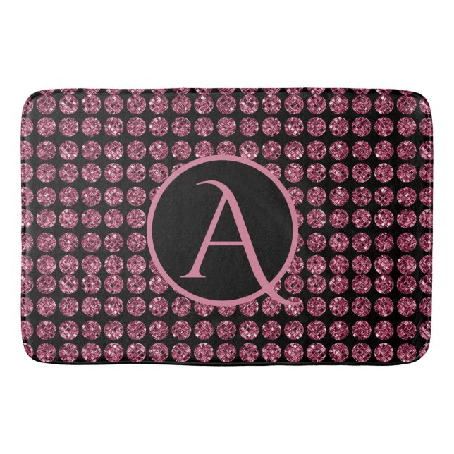 Vintage Elegance rosa Diamond Gem Muster Monogramm Badematte (Vorderseite)