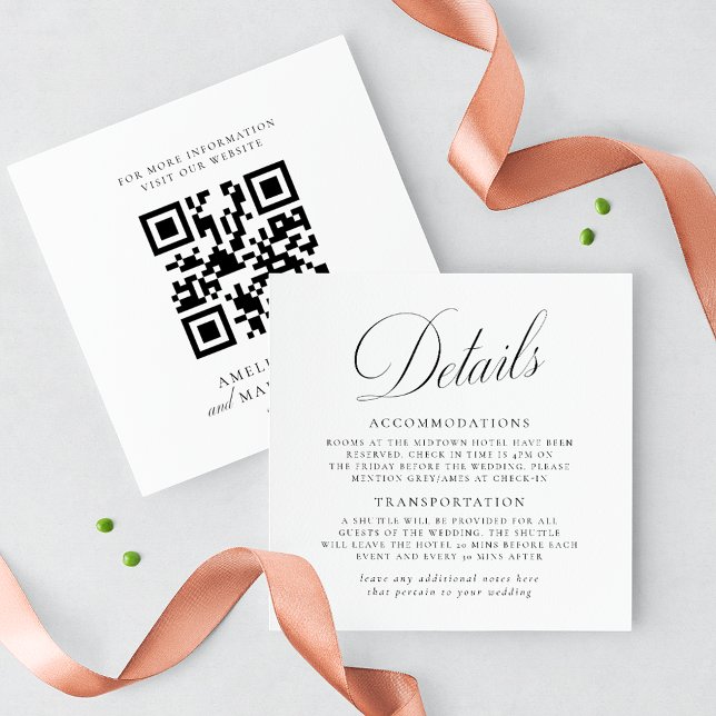 Vintage Elegance Script Hochzeitsdetails Einladung (Von Creator hochgeladen)
