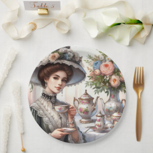 Vintage Elegance Tea Party / Teezeitpapierplatte Pappteller