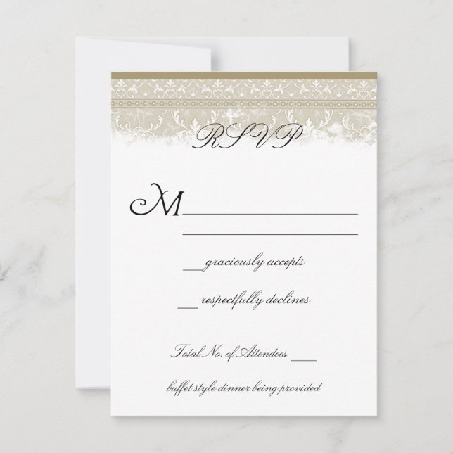 Vintage Elegance Wedding RSVP Cards (Vorderseite)