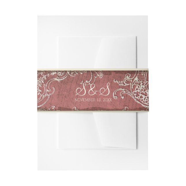 Vintage Elegance Wedding Toile Einladung Bündner B Einladungsbanderole (Vorderseite Beispiel)