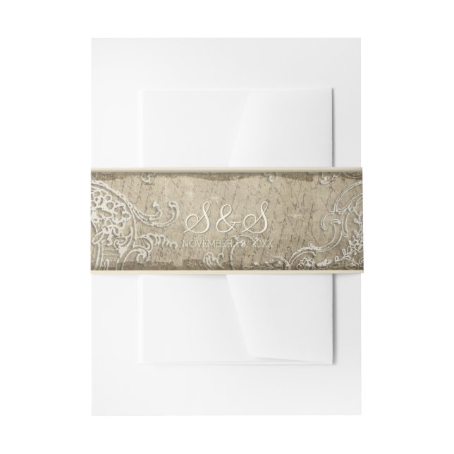 Vintage Elegance Wedding Toile Einladung Bündner B Einladungsbanderole (Vorderseite Beispiel)