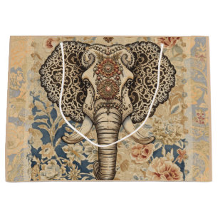 Vintage Elegant, Antiker Elefant, Pfirsich Blau Be Große Geschenktüte