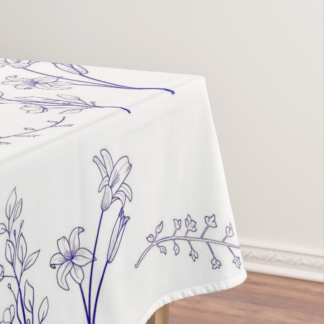 Vintage Elegant Blue Floral Pattern Spring Tischdecke (Beispiel)