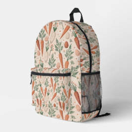 Vintage Elegant Carrots with Blossoms and Tiny Egg Bedruckter Rucksack