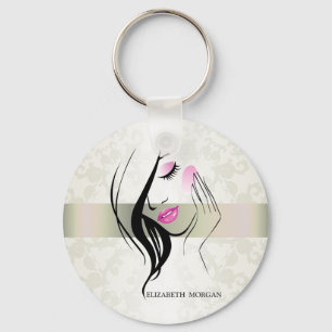 Vintage Elegant, Chic, Spitze, Mädchen Silhouette Schlüsselanhänger