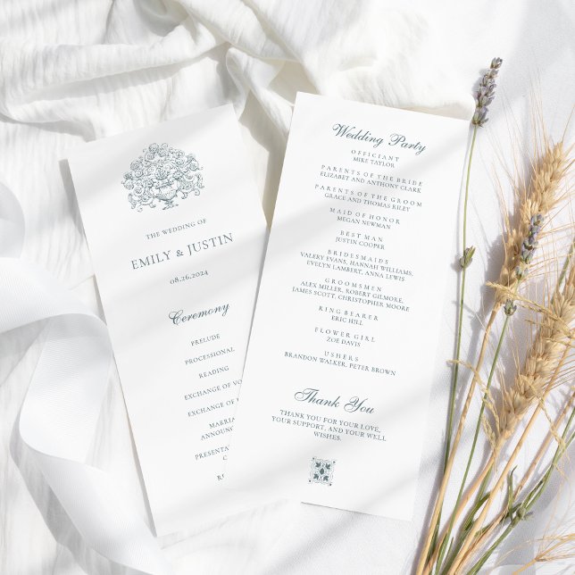 Vintage Elegant Dusty Blue Baroque Wedding Programm (Von Creator hochgeladen)