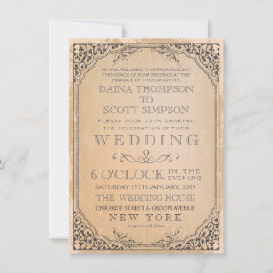 Vintage Elegant Filigree Frame Border Wedding Einladung