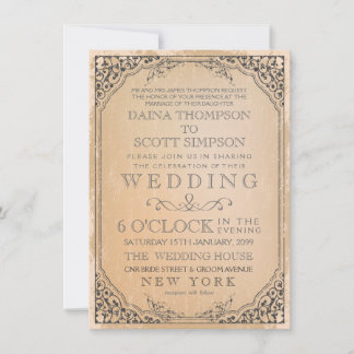 Vintage Elegant Filigree Frame Border Wedding Einladung