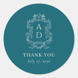 Vintage Elegant Floral Morden Wedding Runder Aufkleber