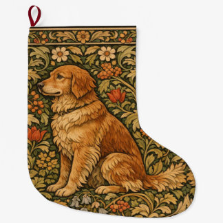 Vintage elegant Golden Retriever boho painting Großer Weihnachtsstrumpf