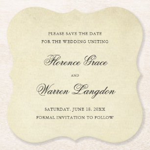 Vintage Elegant Ohne Foto Hochzeit Termin merken Untersetzer