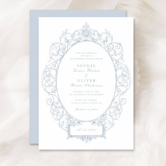 Vintage Elegant-Ornament-Bläserrahmen Hochzeit Einladung
