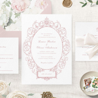 Vintage Elegant-Ornament-Bläserrahmen Hochzeit Einladung