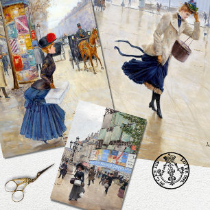 Vintage Elegant Paris Französische Frau Decoupage Geschenkpapier Set