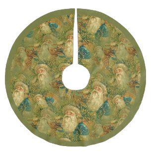 Vintage Elegant St. Nikolaus Weihnachtsmann Rentie Polyester Weihnachtsbaumdecke
