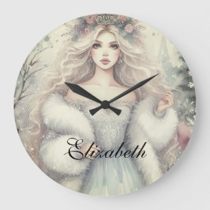 Vintage Elegant Winter Princess Mairytale Große Wanduhr
