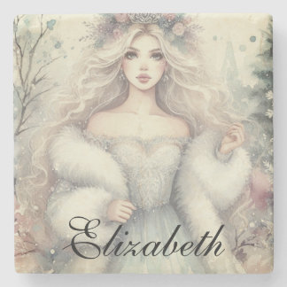 Vintage Elegant Winter Princess Mairytale Steinuntersetzer