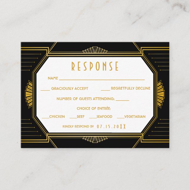 Vintage Elegante Art Deco Begleitkarte (Vorderseite)