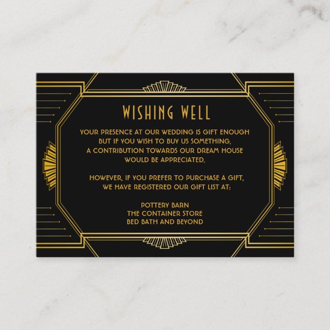 Vintage Elegante Art Deco Begleitkarte (Vorderseite)