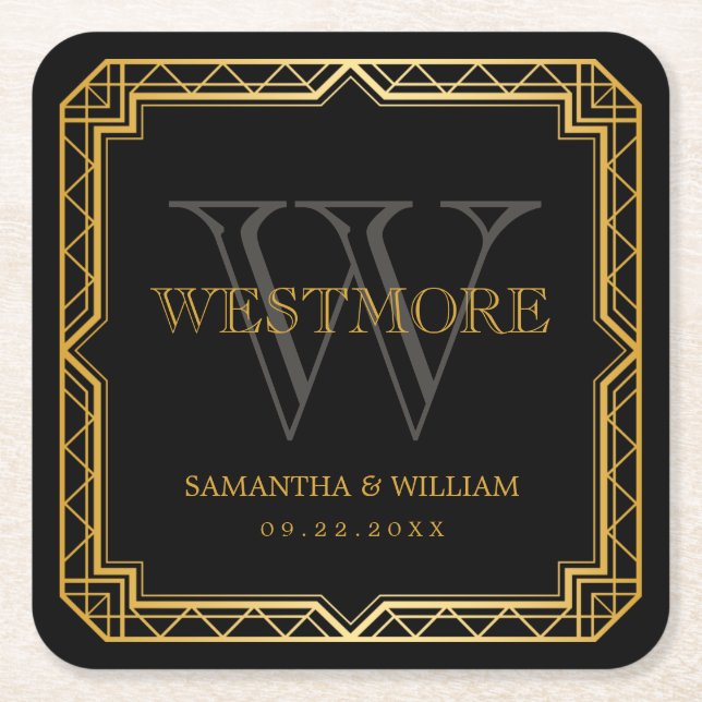 Vintage Elegante Art Deco Rechteckiger Pappuntersetzer (Vorderseite)