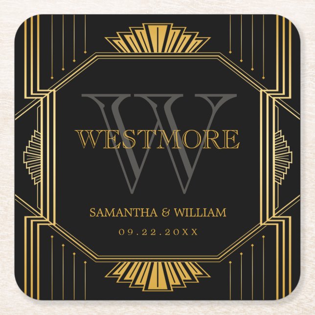 Vintage Elegante Art Deco Rechteckiger Pappuntersetzer (Vorderseite)