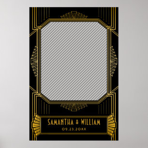 Vintage Elegante Art Deco Schwarz Gold Hochzeit Poster