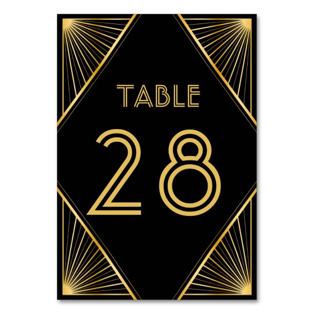 Vintage Elegante Art Deco Tischnummer (Vorderseite)