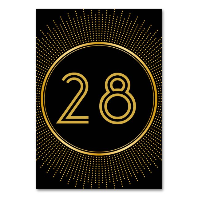 Vintage Elegante Art Deco Tischnummer (Rückseite)