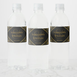 Vintage Elegante Art Deco Wasserflaschenetikett