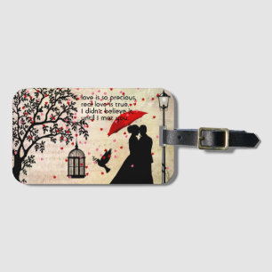 Vintage Elegante, Beige & Schwarze Poesie Gepäckanhänger