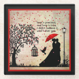 Vintage Elegante, Beige & Schwarze Poesie Glasuntersetzer