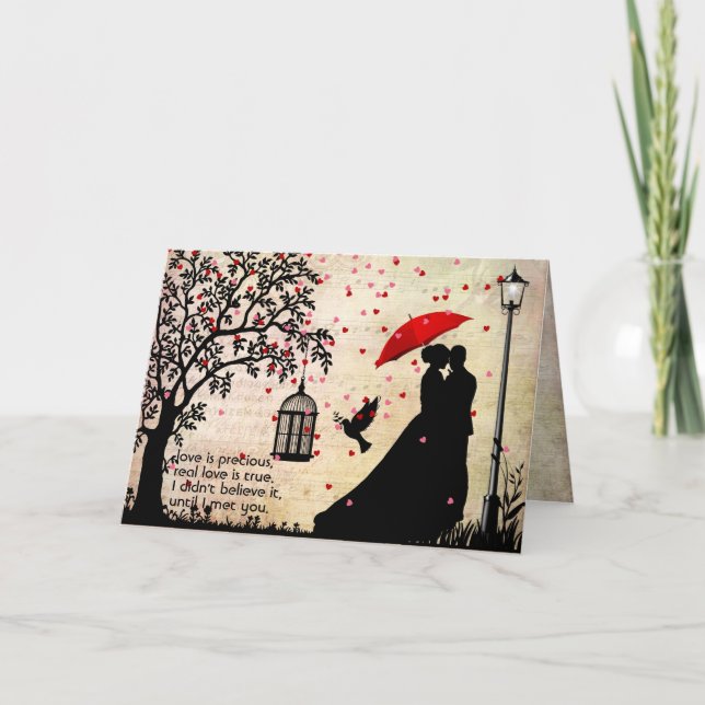 Vintage Elegante, Beige & Schwarze Poesie Karte (Vorderseite)