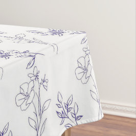 Vintage Elegante Blaue Blumenelemente Frühlings- Tischdecke