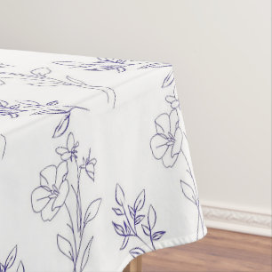 Vintage Elegante Blaue Blumenelemente Frühlings- Tischdecke