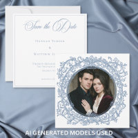 Vintage Elegante Blaue Wappen-Garten-Foto-Hochzeit