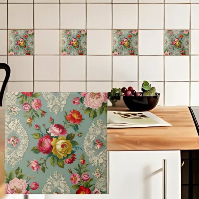 Vintage Elegante Blume Fliese (Von Creator hochgeladen)