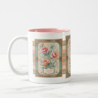 Vintage Elegante Blume Floral Bouquet Zeitlos Zweifarbige Tasse