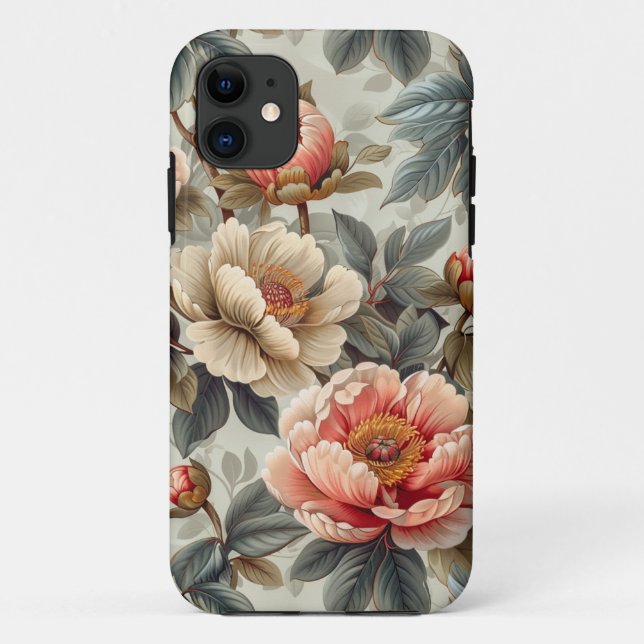 Vintage, elegante Blumen Case-Mate iPhone Hülle (Rückseite)