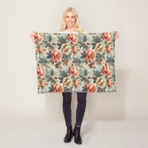 Vintage, elegante Blumen Fleecedecke