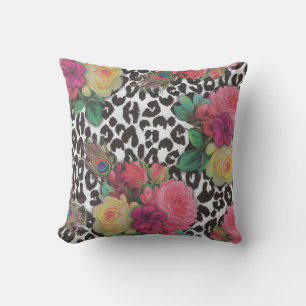 vintage elegante Blumen Gepard Pfau floral   Kissen