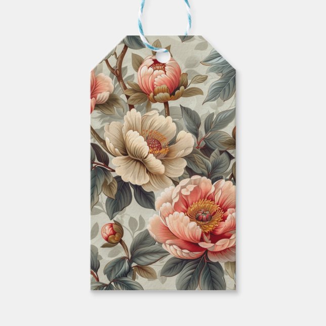Vintage, elegante Blumen Geschenkanhänger (Vorderseite)