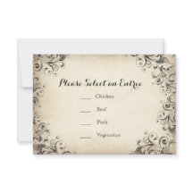 Vintage Elegante Blumen Hochzeit Menükarte