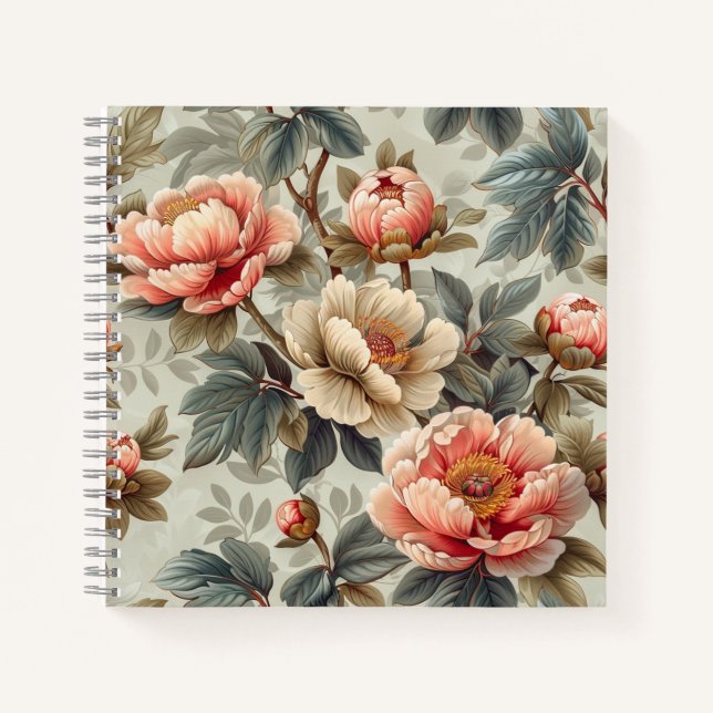 Vintage, elegante Blumen Notizbuch (Vorderseite)